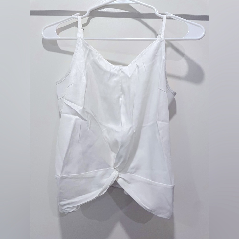 Cami white tank top with front twist